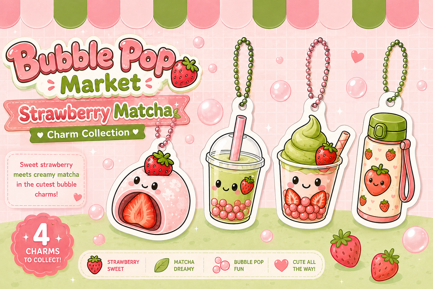 Bubble Pop Market Strawberry Matcha Charm Collection ππ΅