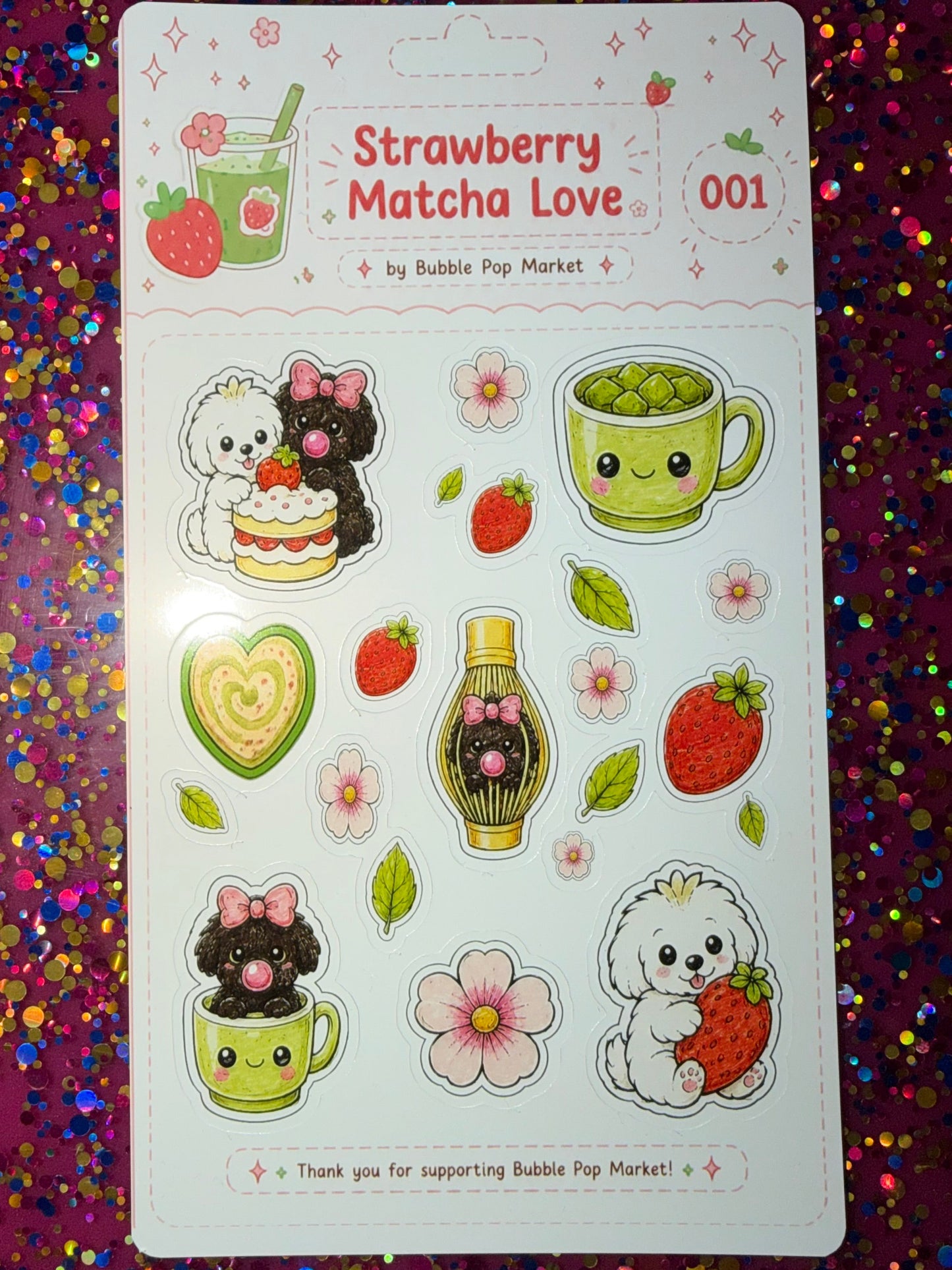 June 2026 - Strawberry Matcha Mascots Sticker Sheet