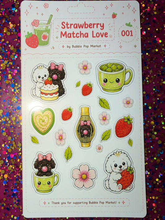 June 2026 - Strawberry Matcha Mascots Sticker Sheet