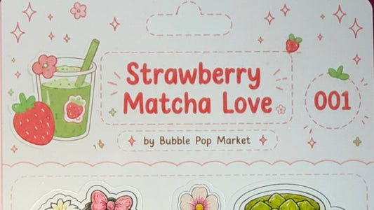 June 2026 - Strawberry Matcha Mascots Sticker Sheet