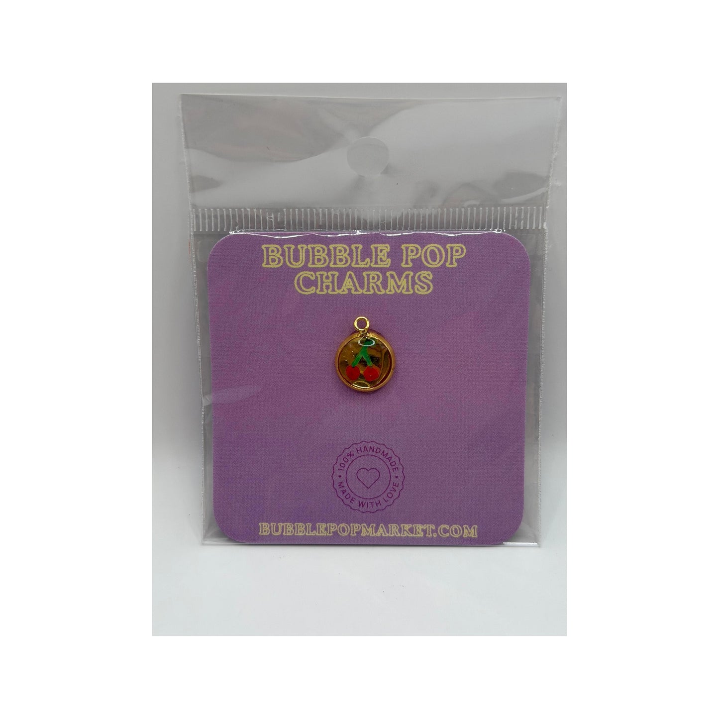 Cherry Bubble Pop Charm - Double Cherry Handmade Charm