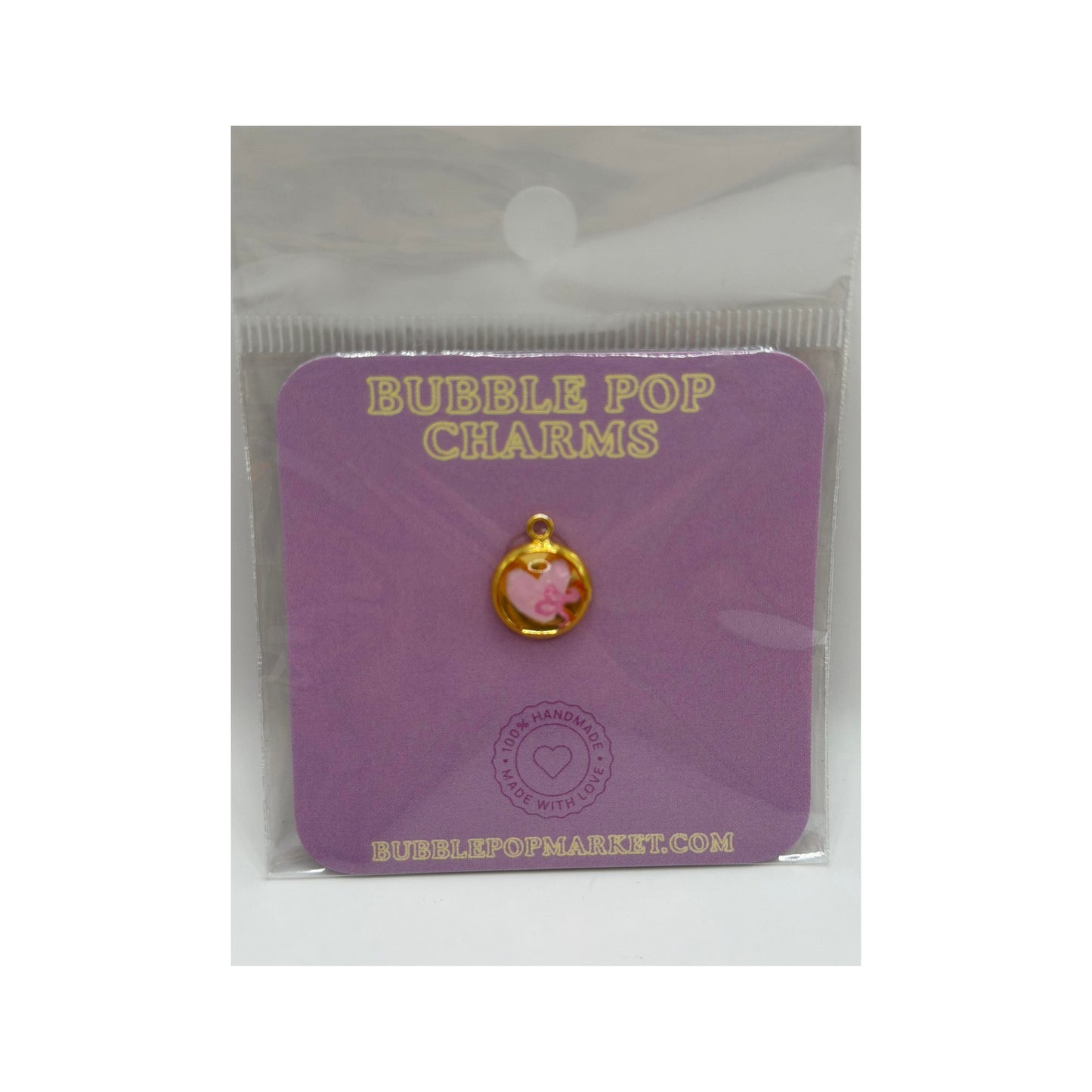 Pink Sweetheart Bow Charm - Coquette Heart Bubble Charm