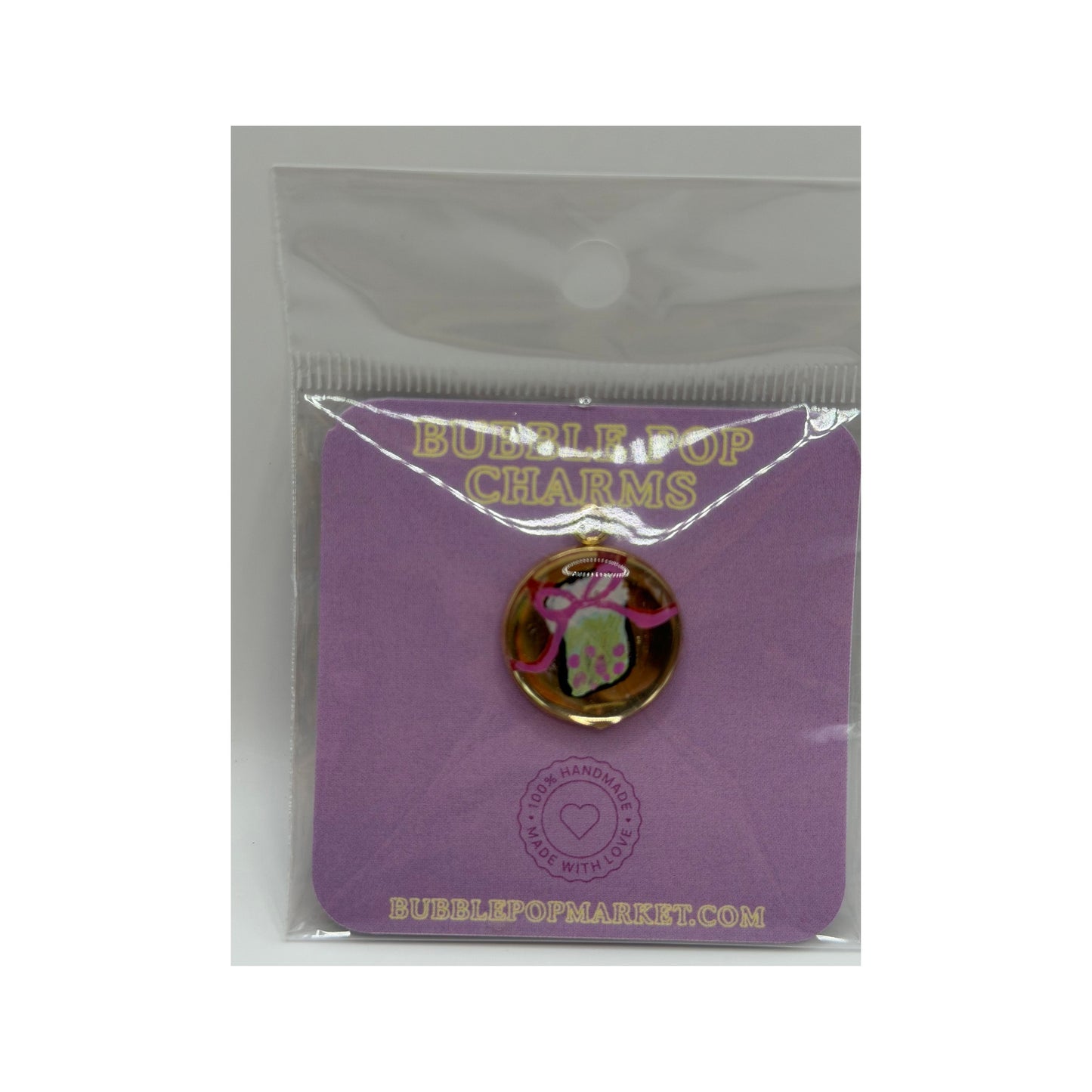 Strawberry Milk Bow Charm - Large Kawaii Boba Drink Charm